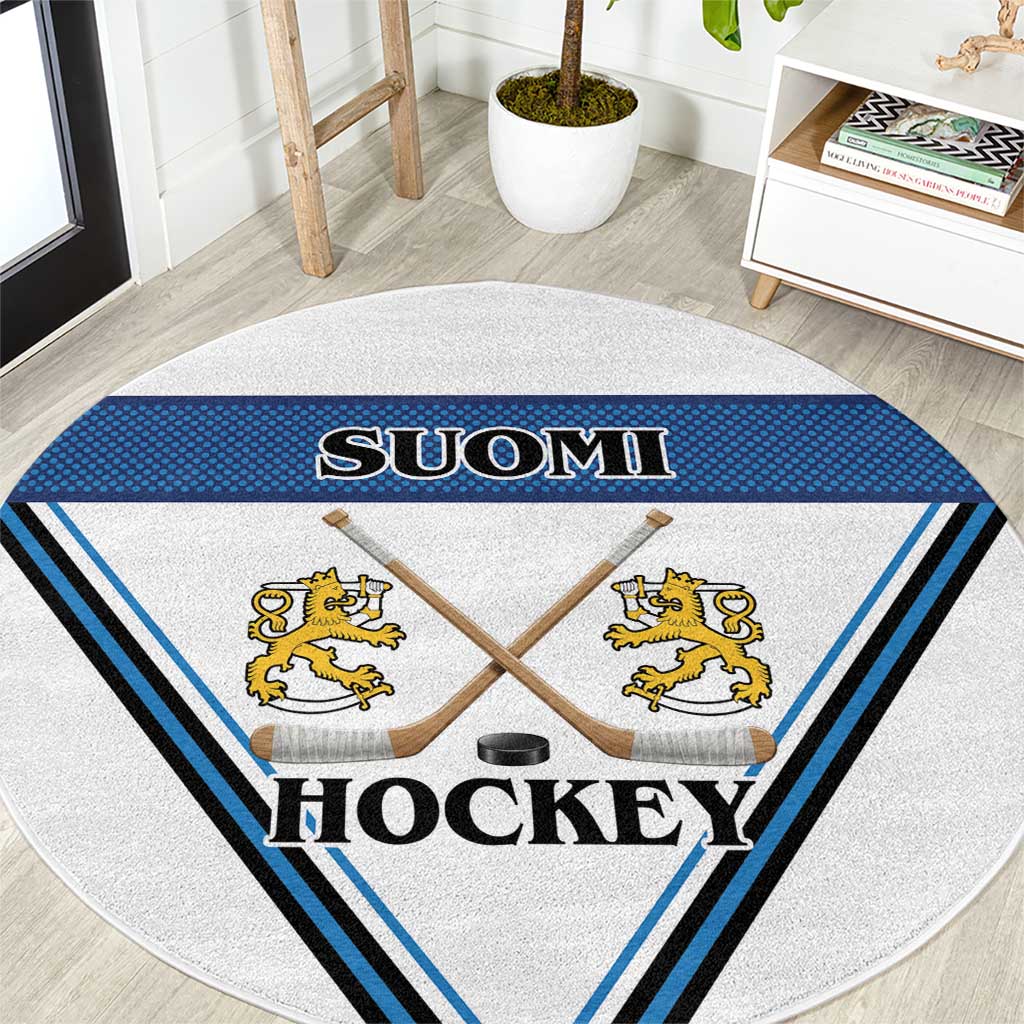Finland Hockey Round Carpet Suomi Lion Ice Pride 2026 White Version