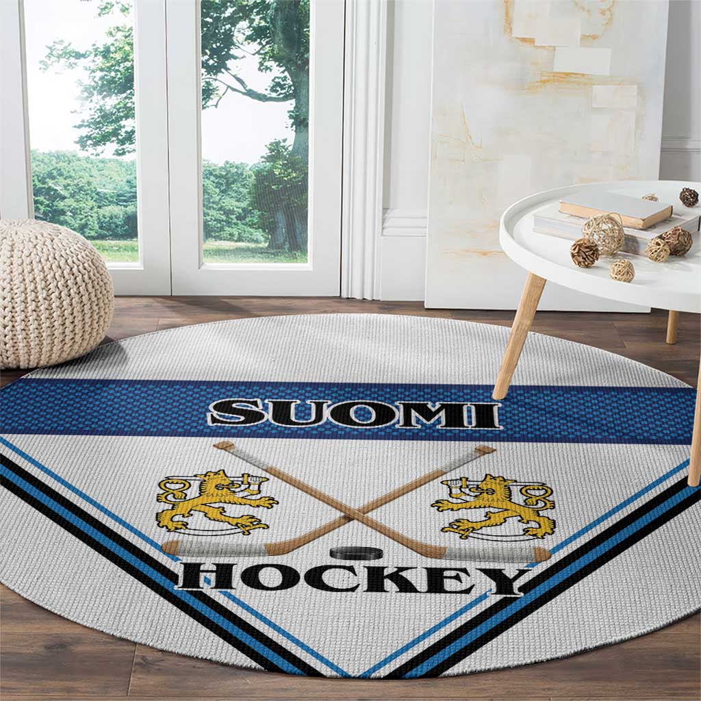Finland Hockey Round Carpet Suomi Lion Ice Pride 2026 White Version