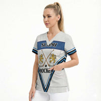 Finland Hockey Custom Scrub Top Suomi Lion Ice Pride 2026 White Version