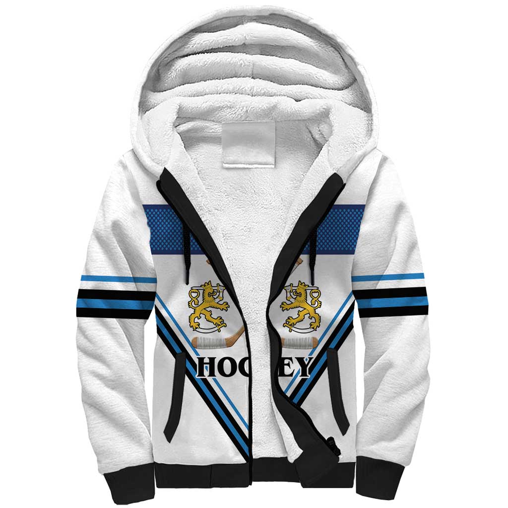 Finland Hockey Custom Sherpa Hoodie Suomi Lion Ice Pride 2026 White Version