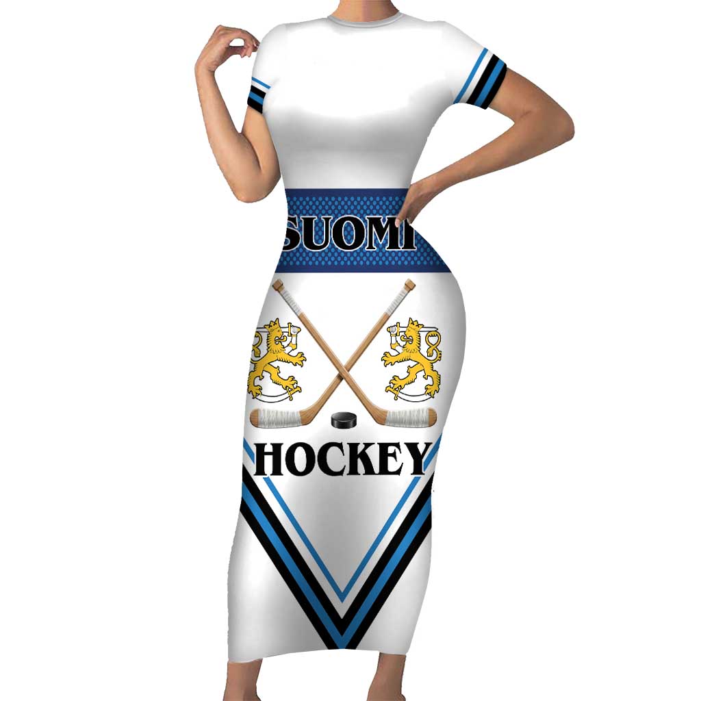 Finland Hockey Custom Short Sleeve Bodycon Dress Suomi Lion Ice Pride 2026 White Version