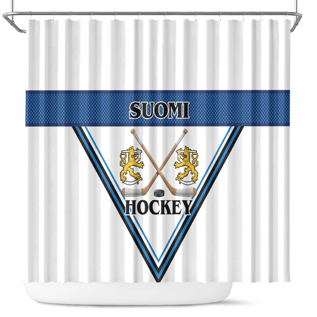 Finland Hockey Shower Curtain Suomi Lion Ice Pride 2026 White Version