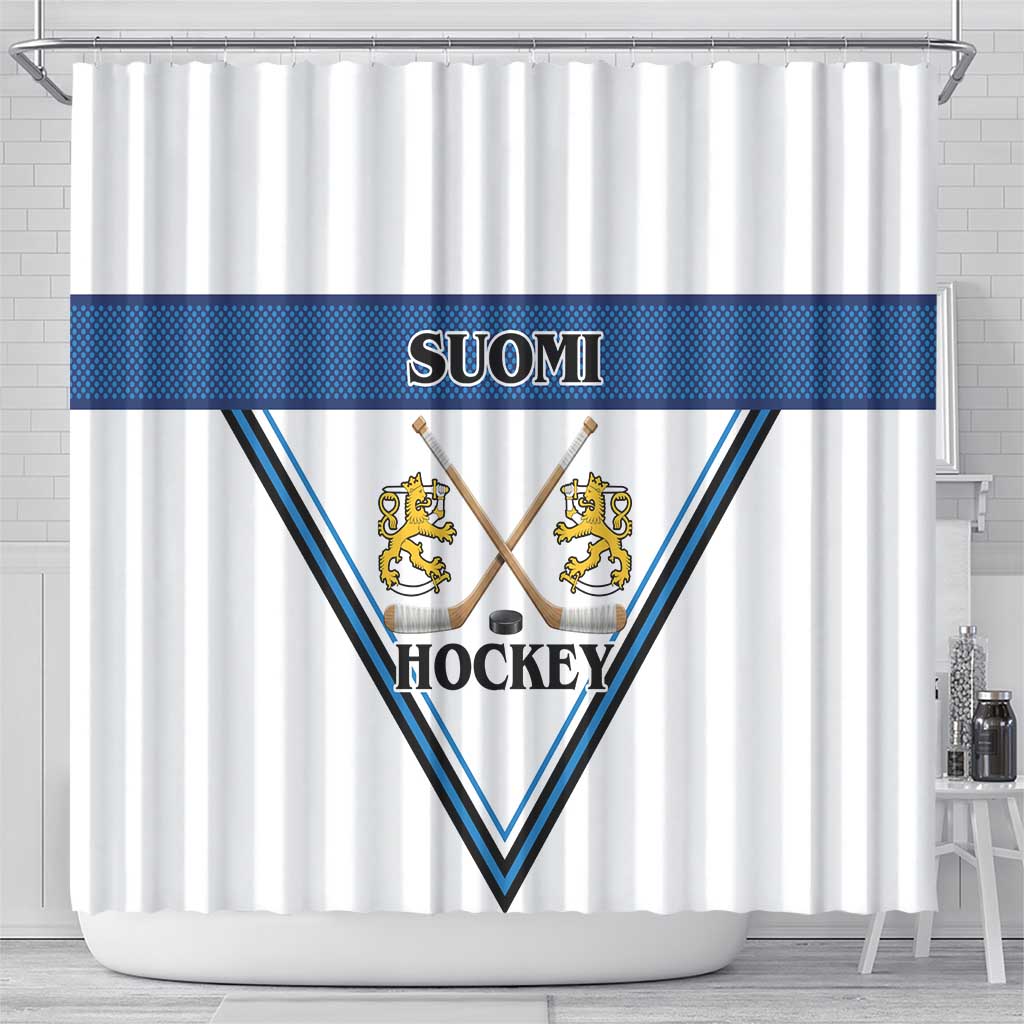 Finland Hockey Shower Curtain Suomi Lion Ice Pride 2026 White Version