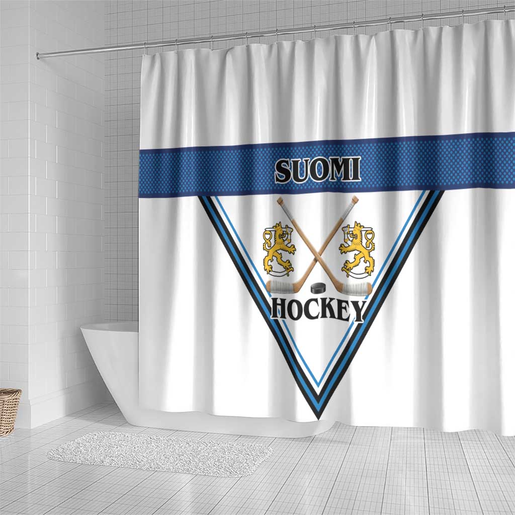 Finland Hockey Shower Curtain Suomi Lion Ice Pride 2026 White Version
