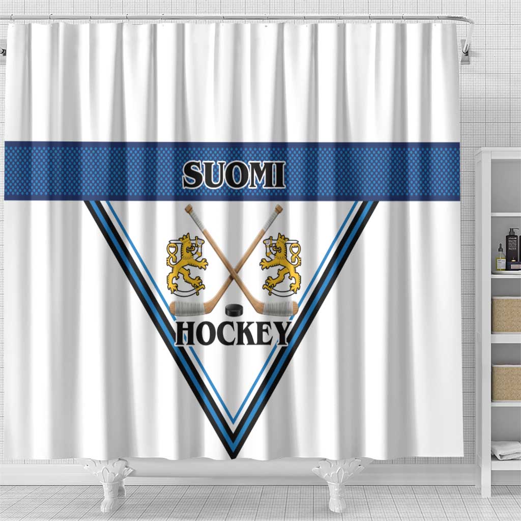 Finland Hockey Shower Curtain Suomi Lion Ice Pride 2026 White Version