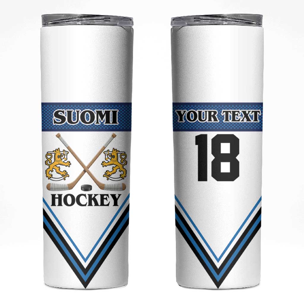 Finland Hockey Custom Skinny Tumbler Suomi Lion Ice Pride 2026 White Version