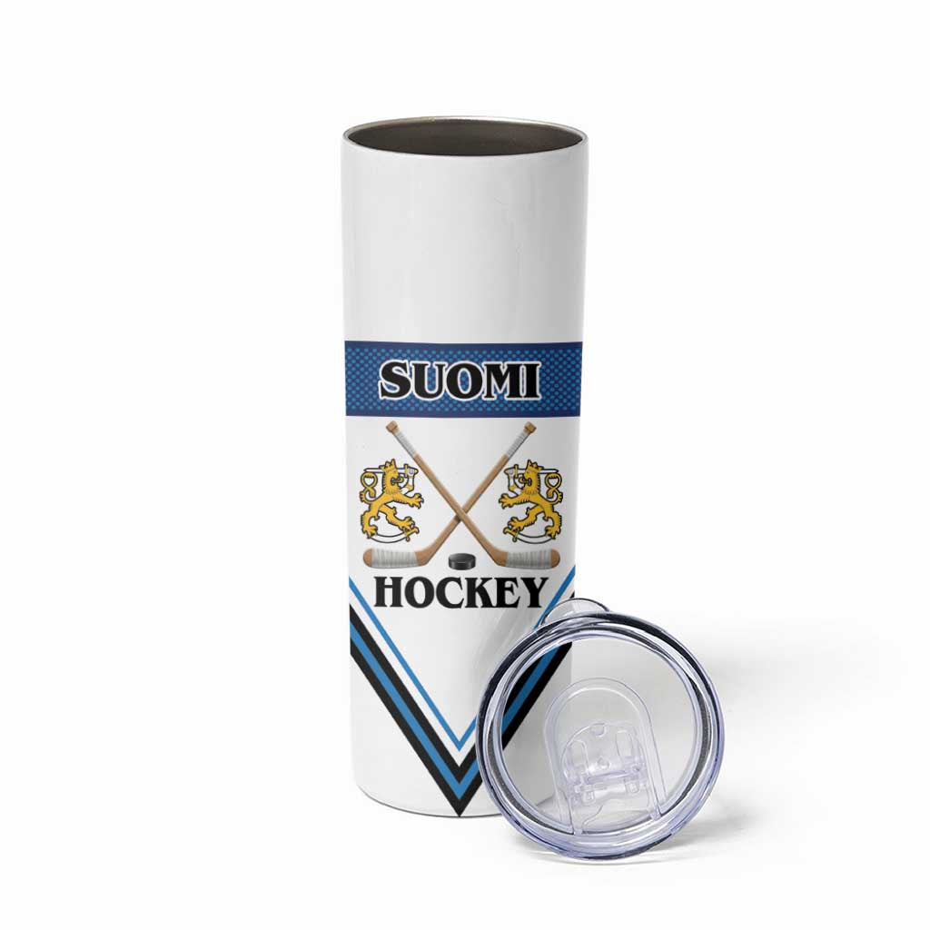 Finland Hockey Custom Skinny Tumbler Suomi Lion Ice Pride 2026 White Version