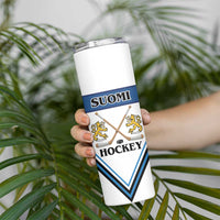 Finland Hockey Custom Skinny Tumbler Suomi Lion Ice Pride 2026 White Version