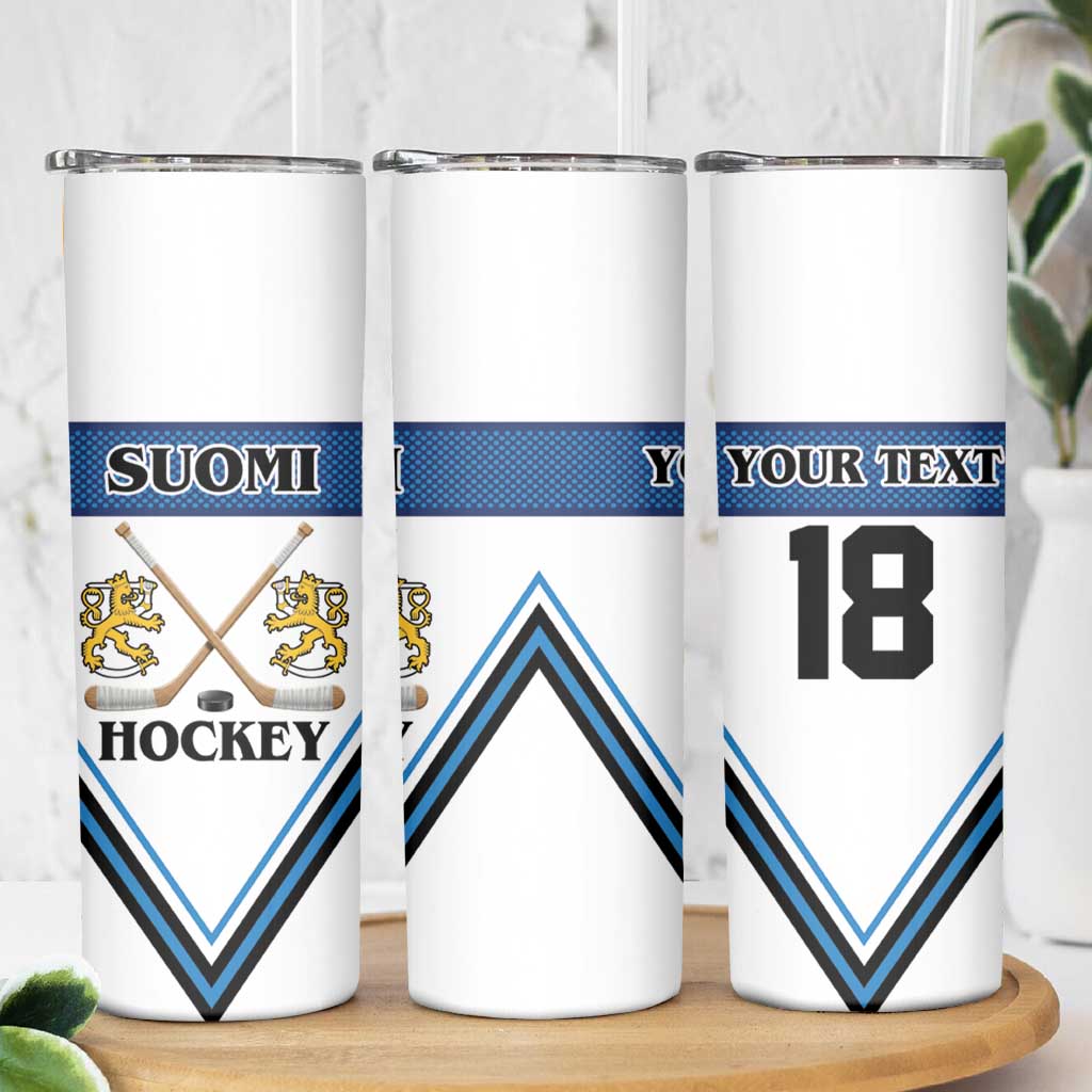 Finland Hockey Custom Skinny Tumbler Suomi Lion Ice Pride 2026 White Version