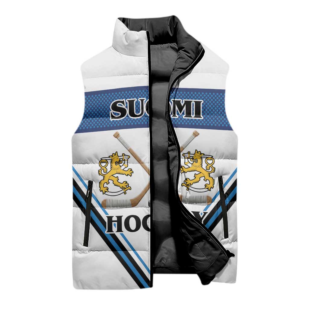 Finland Hockey Custom Sleeveless Puffer Jacket Suomi Lion Ice Pride 2026 White Version