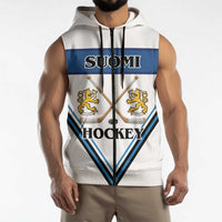 Finland Hockey Custom Sleeveless Zip Hoodie Suomi Lion Ice Pride 2026 White Version