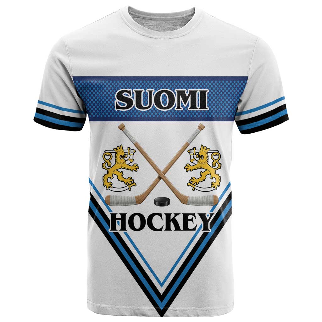 Finland Hockey Custom T Shirt Suomi Lion Ice Pride 2026 White Version