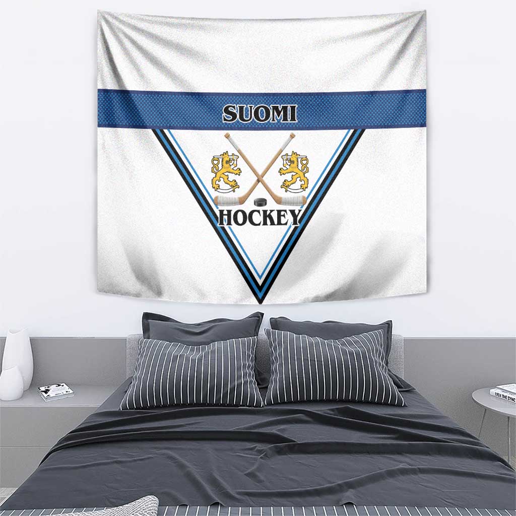 Finland Hockey Tapestry Suomi Lion Ice Pride 2026 White Version