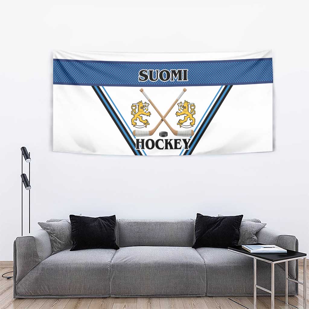 Finland Hockey Tapestry Suomi Lion Ice Pride 2026 White Version