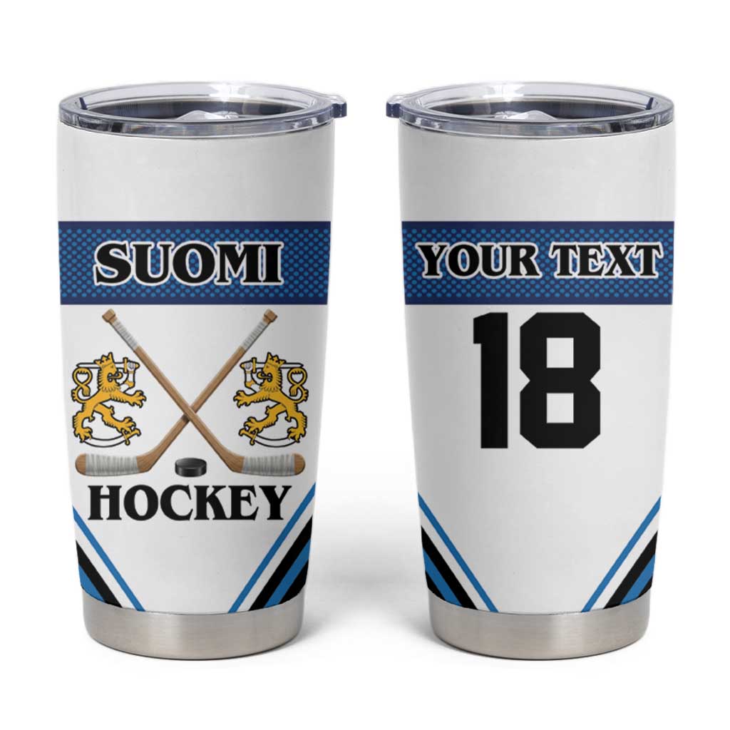 Finland Hockey Custom Tumbler Cup Suomi Lion Ice Pride 2026 White Version