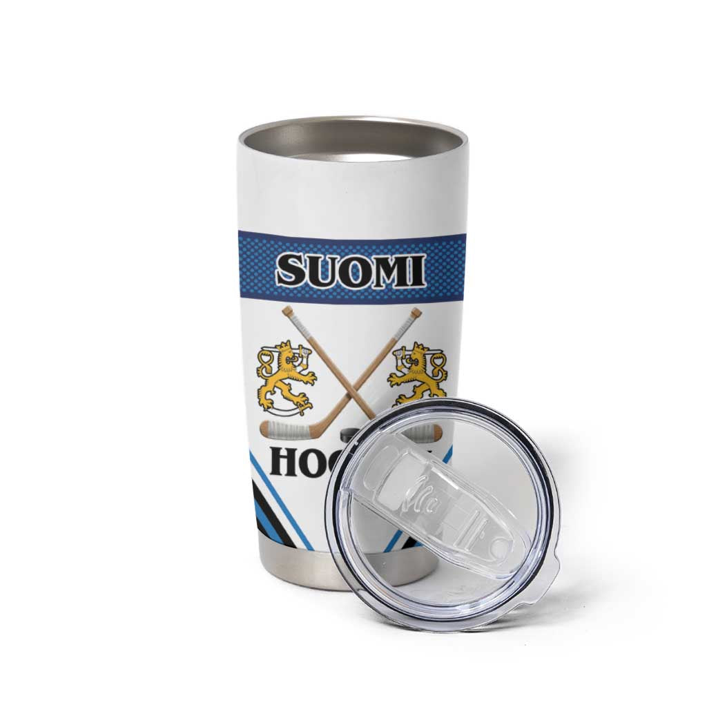 Finland Hockey Custom Tumbler Cup Suomi Lion Ice Pride 2026 White Version