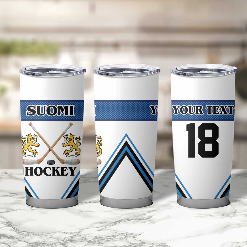 Finland Hockey Custom Tumbler Cup Suomi Lion Ice Pride 2026 White Version