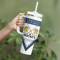 Finland Hockey Custom Tumbler With Handle Suomi Lion Ice Pride 2026 White Version