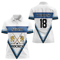 Finland Hockey Custom Women Polo Shirt Suomi Lion Ice Pride 2026 White Version