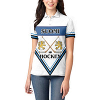 Finland Hockey Custom Women Polo Shirt Suomi Lion Ice Pride 2026 White Version