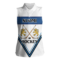 Finland Hockey Custom Women Sleeveless Polo Shirt Suomi Lion Ice Pride 2026 White Version