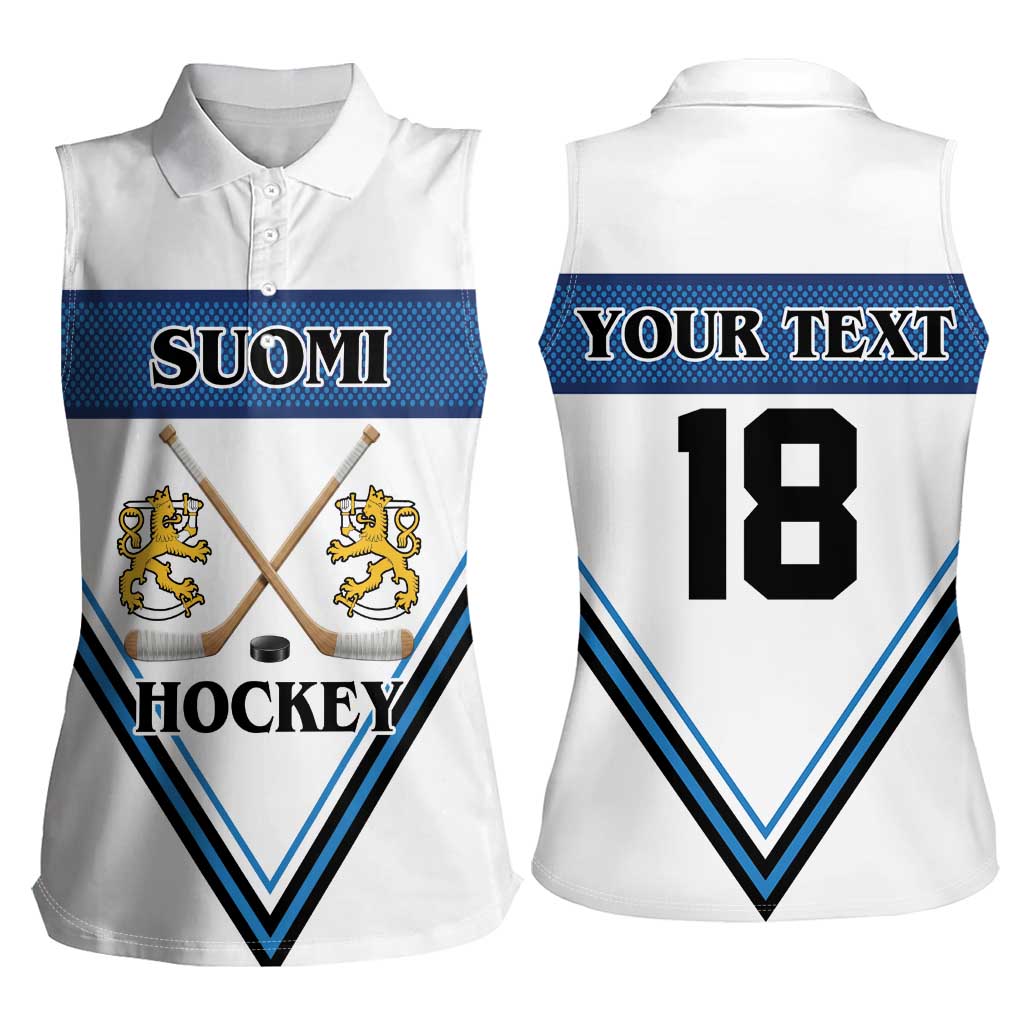Finland Hockey Custom Women Sleeveless Polo Shirt Suomi Lion Ice Pride 2026 White Version