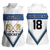 Finland Hockey Custom Women Sleeveless Polo Shirt Suomi Lion Ice Pride 2026 White Version
