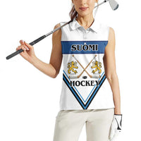 Finland Hockey Custom Women Sleeveless Polo Shirt Suomi Lion Ice Pride 2026 White Version
