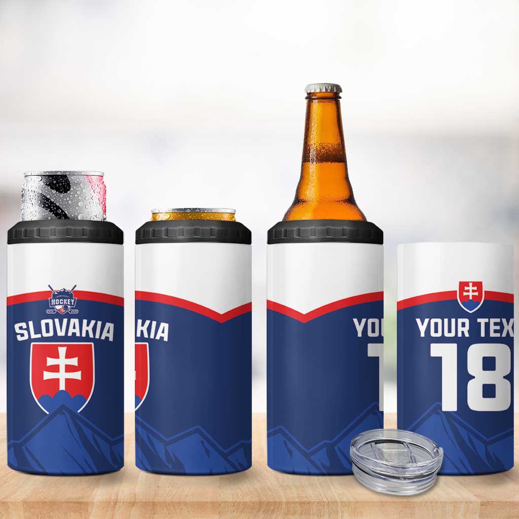 Slovakia Hockey Custom 4 in 1 Can Cooler Tumbler Tatra Mountain Pride 2026