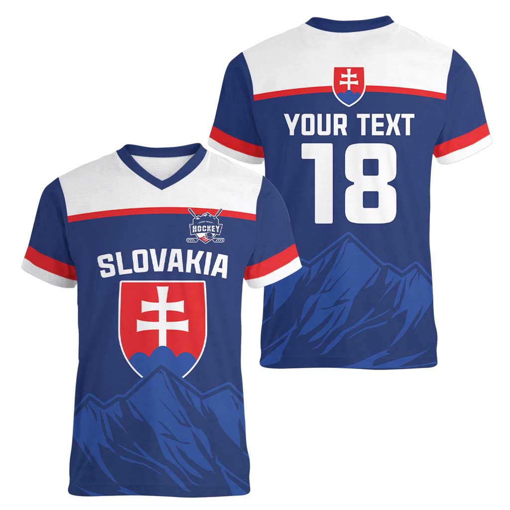 Slovakia Hockey Custom Women V-Neck T-Shirt Tatra Mountain Pride 2026