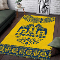 Sweden Daleclarian Horse Area Rug Floral Folk Pattern Yellow Version