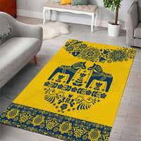 Sweden Daleclarian Horse Area Rug Floral Folk Pattern Yellow Version