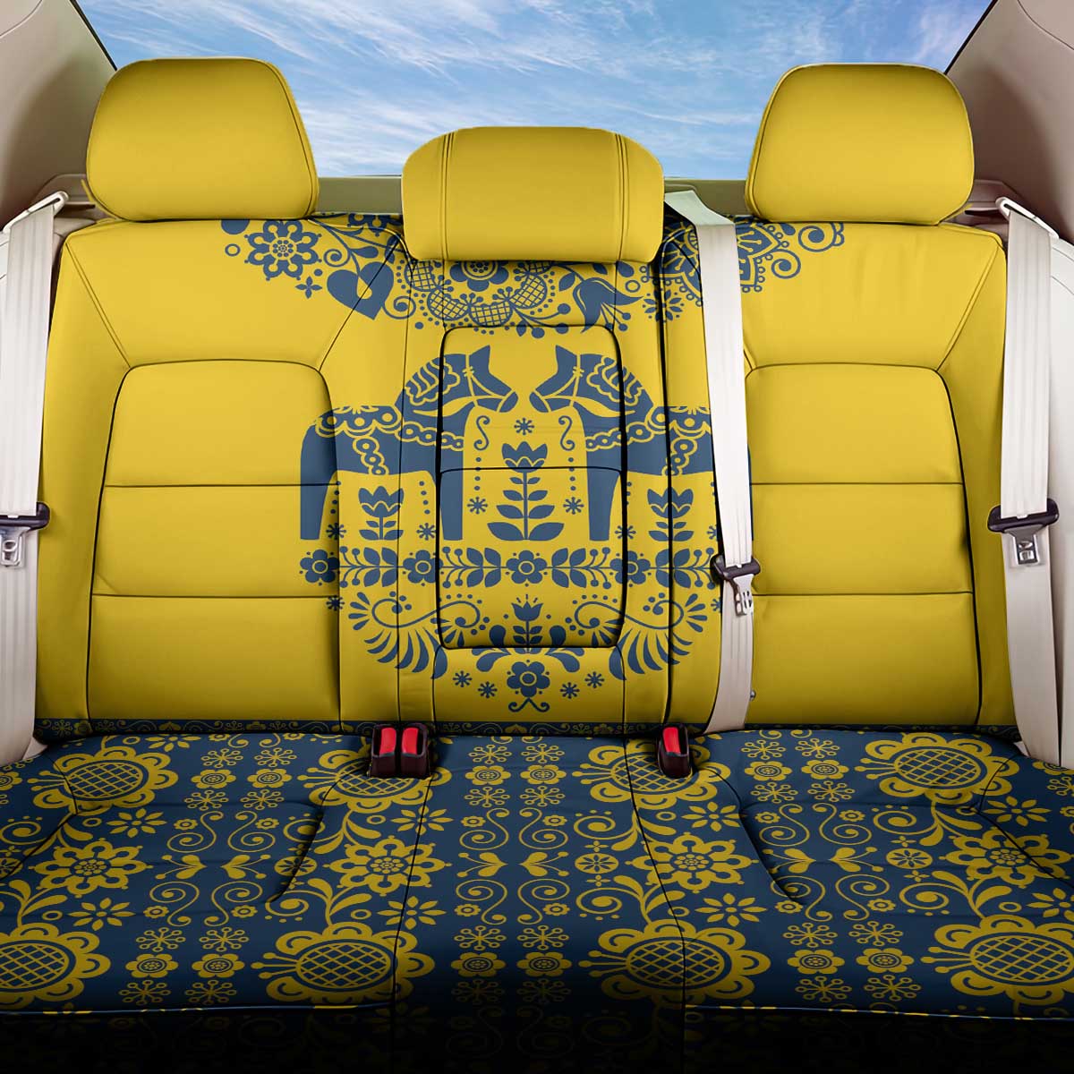 Sweden Daleclarian Horse Back Car Seat Cover Floral Folk Pattern Yellow Version