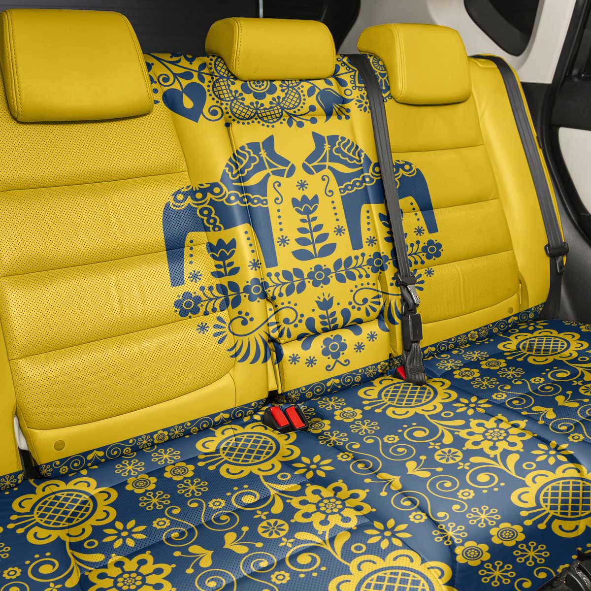 Sweden Daleclarian Horse Back Car Seat Cover Floral Folk Pattern Yellow Version