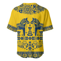 Sweden Daleclarian Horse Baseball Jersey Floral Folk Pattern Yellow Version