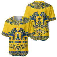 Sweden Daleclarian Horse Baseball Jersey Floral Folk Pattern Yellow Version