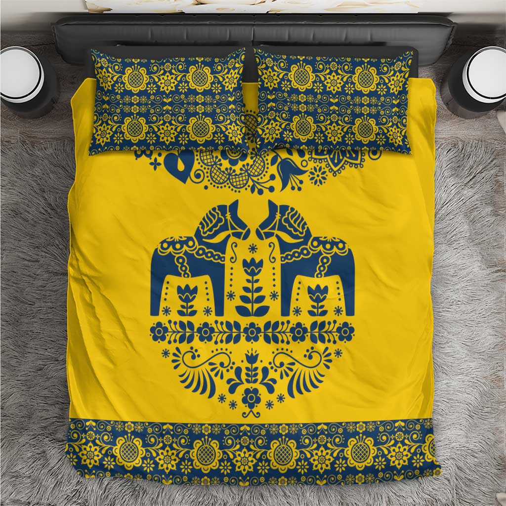 Sweden Daleclarian Horse Bedding Set Floral Folk Pattern Yellow Version