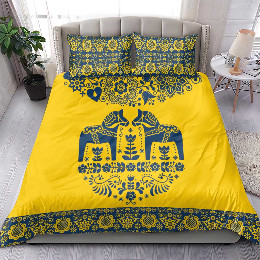 Sweden Daleclarian Horse Bedding Set Floral Folk Pattern Yellow Version