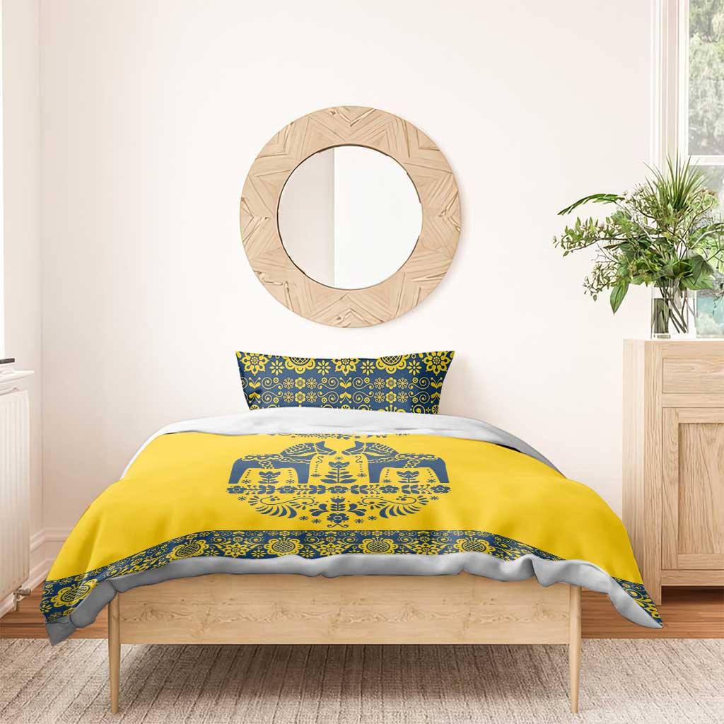 Sweden Daleclarian Horse Bedding Set Floral Folk Pattern Yellow Version