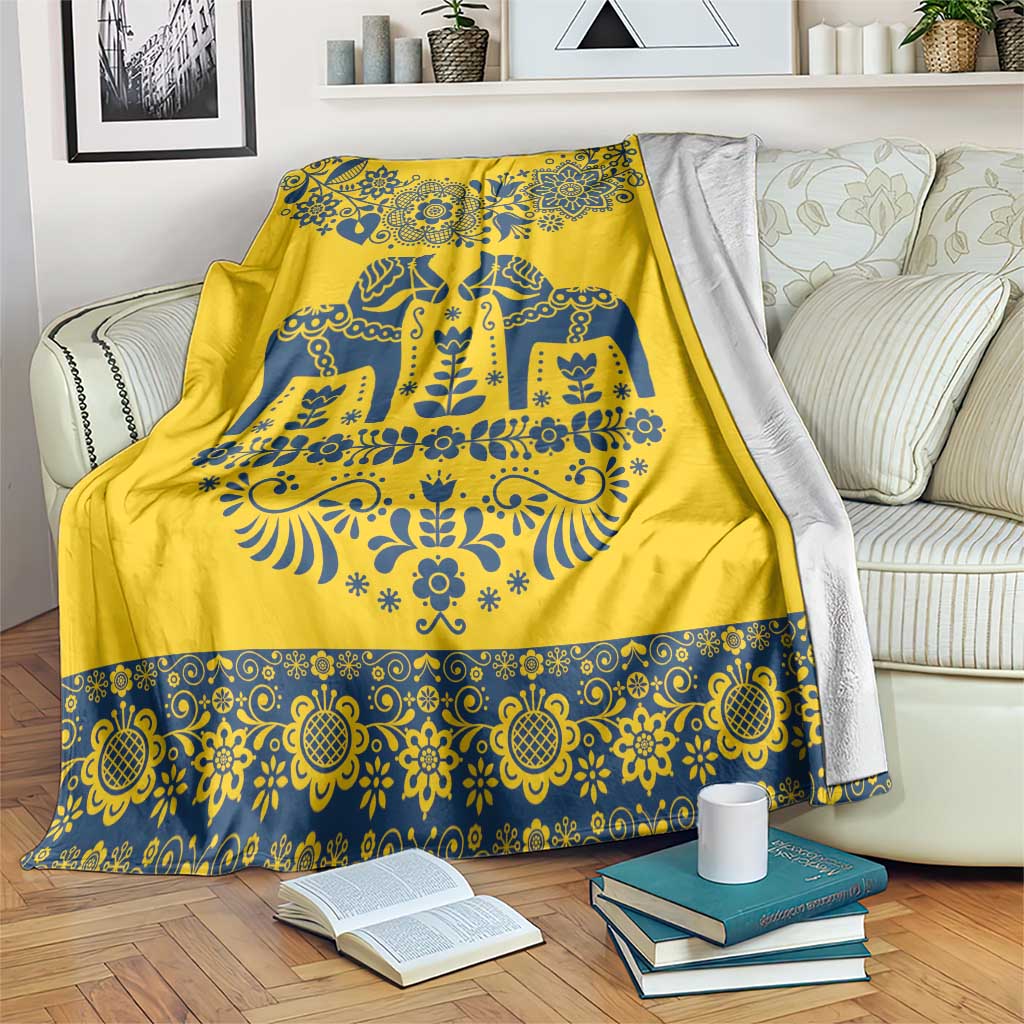 Sweden Daleclarian Horse Blanket Floral Folk Pattern Yellow Version