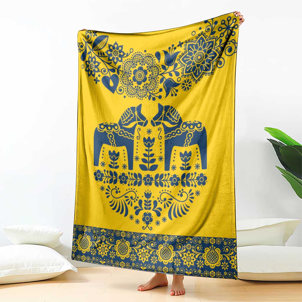 Sweden Daleclarian Horse Blanket Floral Folk Pattern Yellow Version
