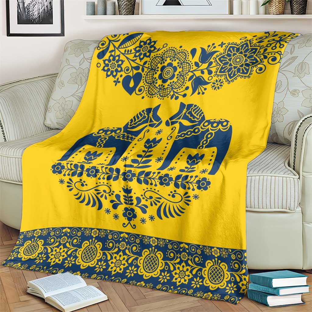 Sweden Daleclarian Horse Blanket Floral Folk Pattern Yellow Version
