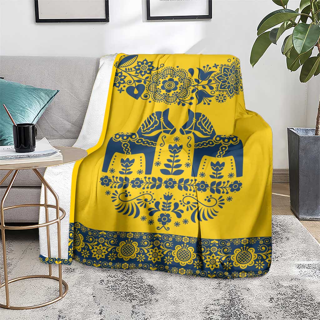 Sweden Daleclarian Horse Blanket Floral Folk Pattern Yellow Version