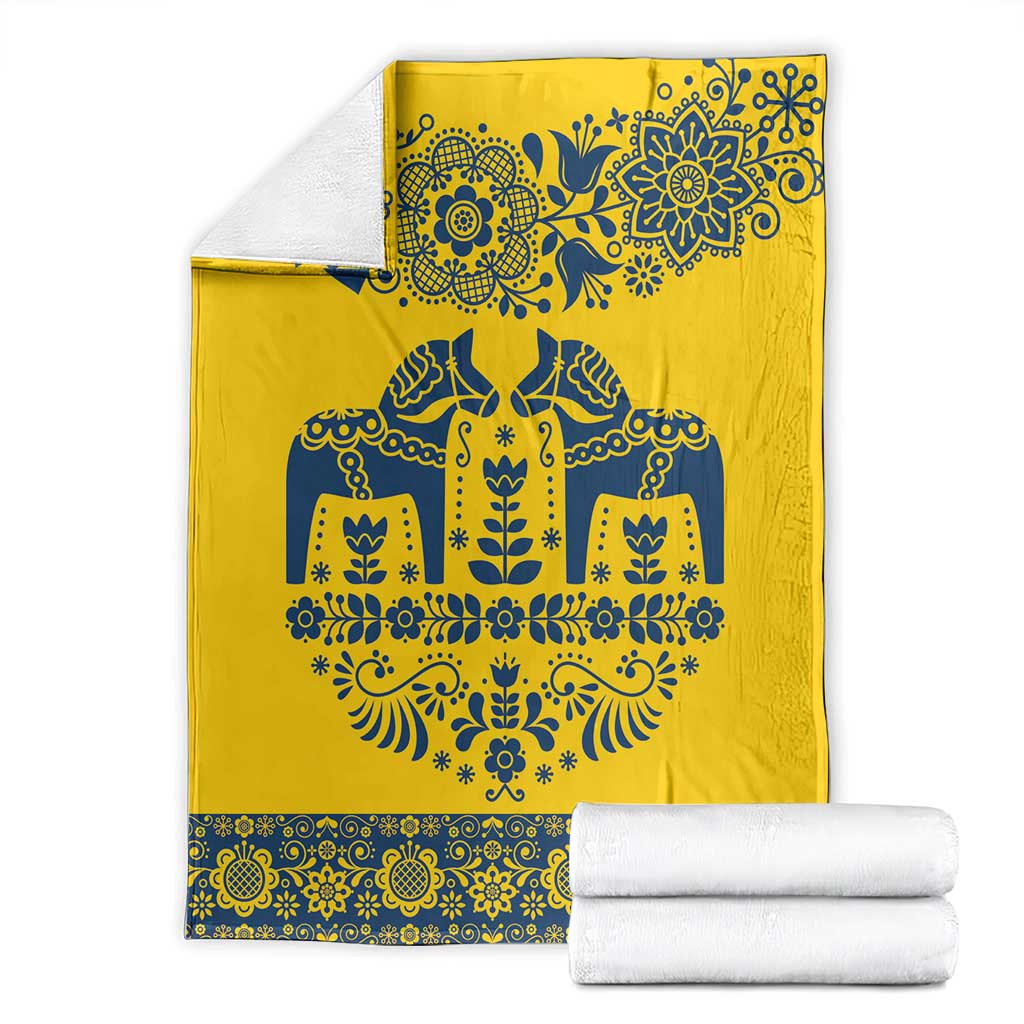 Sweden Daleclarian Horse Blanket Floral Folk Pattern Yellow Version