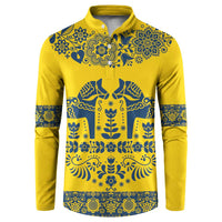 Sweden Daleclarian Horse Button Sweatshirt Floral Folk Pattern Yellow Version