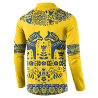 Sweden Daleclarian Horse Button Sweatshirt Floral Folk Pattern Yellow Version