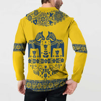 Sweden Daleclarian Horse Button Sweatshirt Floral Folk Pattern Yellow Version