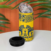 Sweden Daleclarian Horse 4 in 1 Can Cooler Tumbler Floral Folk Pattern Yellow Version
