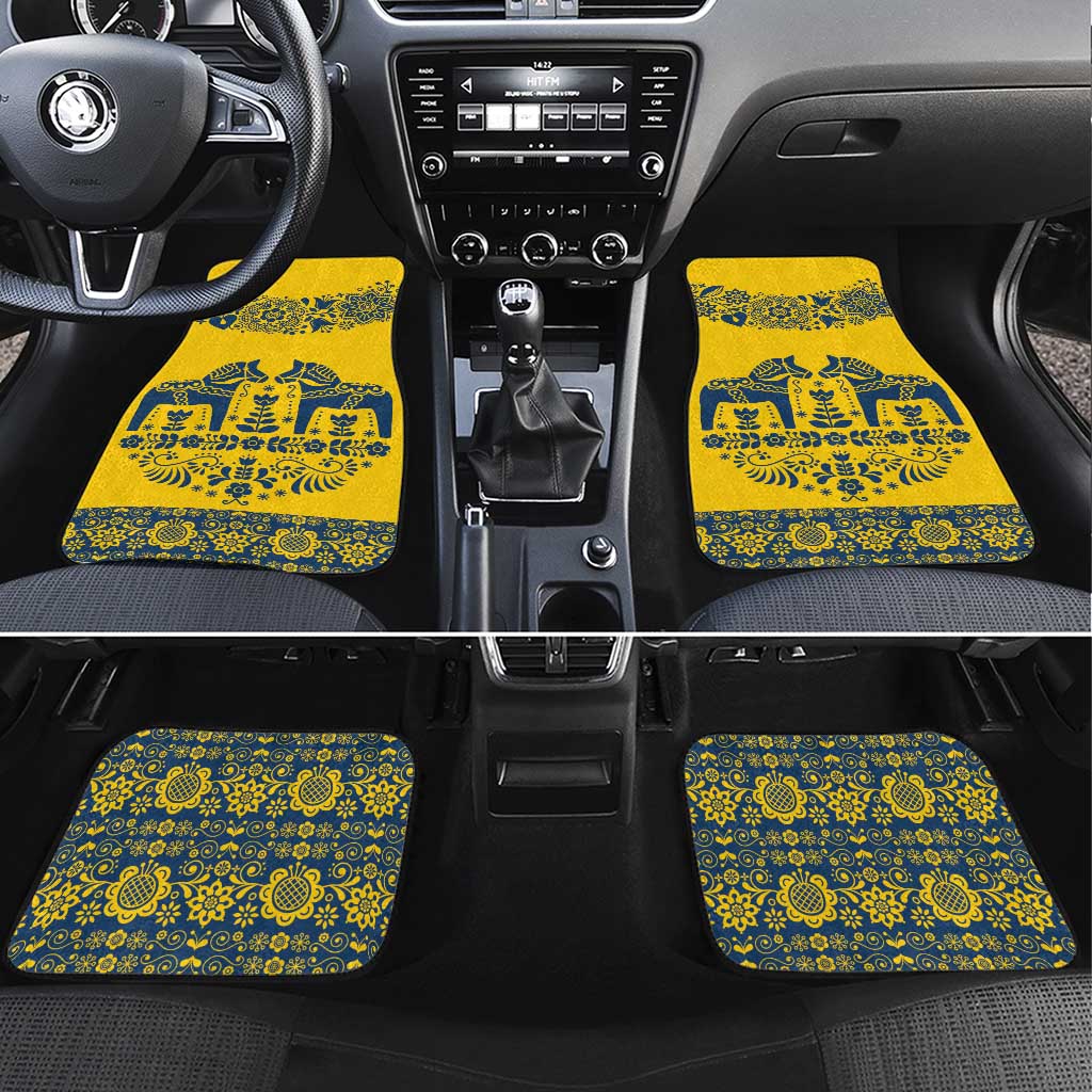 Sweden Daleclarian Horse Car Mats Floral Folk Pattern Yellow Version