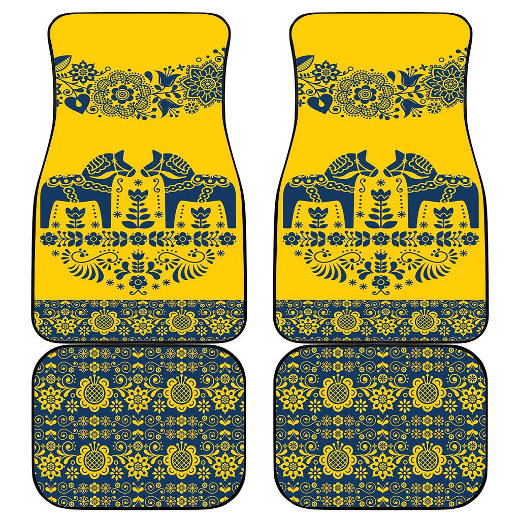 Sweden Daleclarian Horse Car Mats Floral Folk Pattern Yellow Version